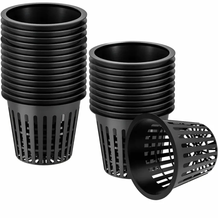 Black Plastic Net Pots - Durable Hydroponic Plant Grow Cups for Aquaponics & Hydroponics - Image 1