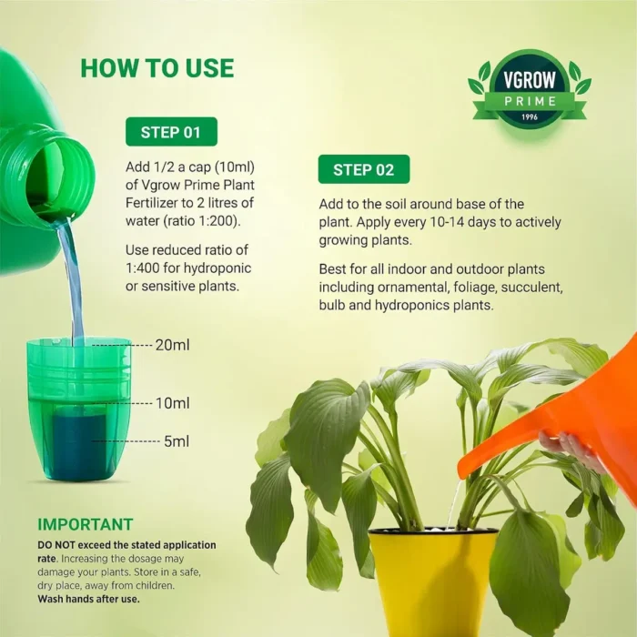 Vgrow Prime Liquid Plant Fertilizer – 250ml english